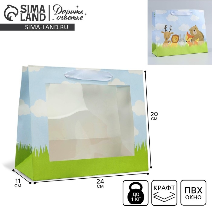 Пакет подарочный крафтовый с пластиковым окном, упаковка, «Friends», 24 х 20 х 11 см Пакет подарочный крафтовый с пластиковым окном, упаковка, «Friends», 24 х 20 х 11 см