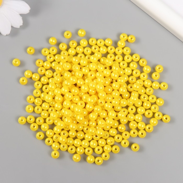 Набор бусин Набор бусин "Жемчуг" d 6 мм, 250 гр, лимонный