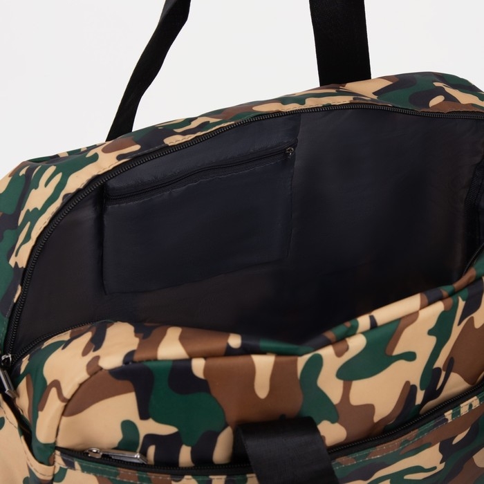 Сумка дорожная на молнии, наружный карман, цвет мультикам/коричневый Сумка дорожная на молнии, наружный карман, цвет мультикам/коричневый