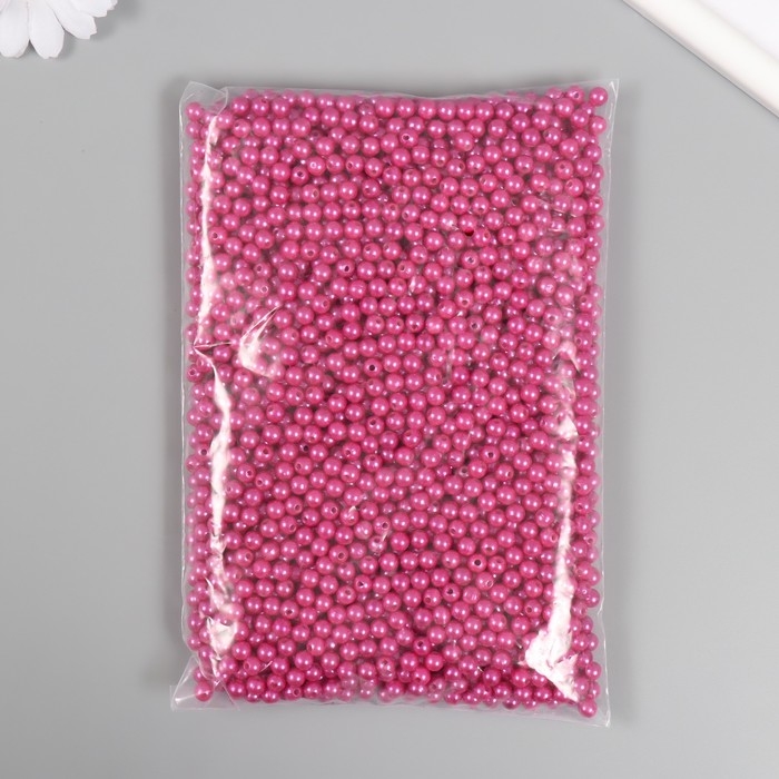 Набор бусин Набор бусин "Жемчуг" d 6 мм, 250 гр, малиновый