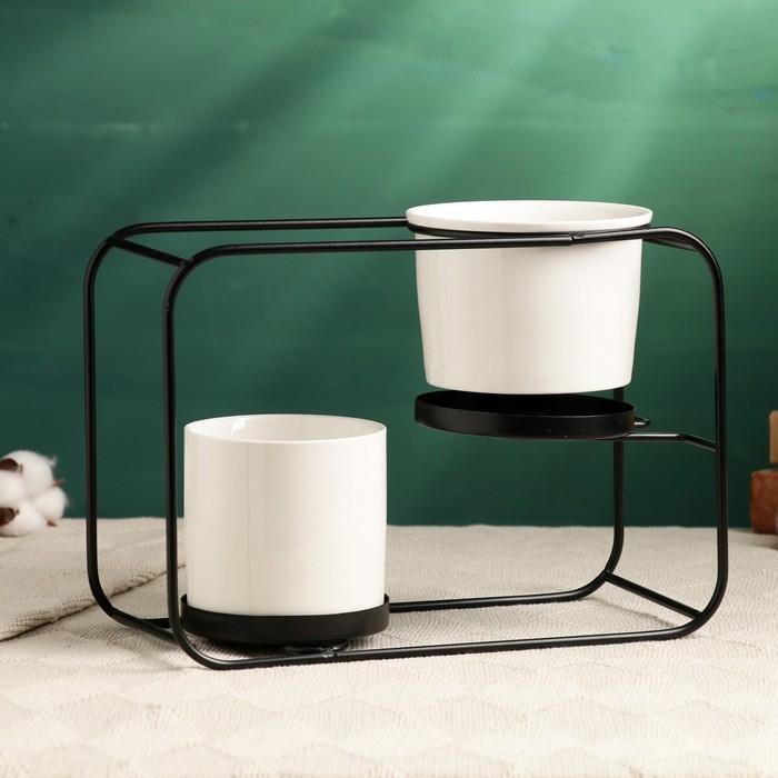 Набор горшков на подставке 2шт, 27х12х19см Набор горшков на подставке 2шт, 27х12х19см
