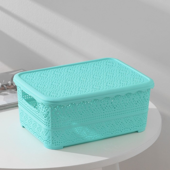 Контейнер для хранения с крышкой «Ажур», пластик, 26×19×11,5 см, цвет МИКС Контейнер для хранения с крышкой «Ажур», пластик, 26×19×11,5 см, цвет МИКС