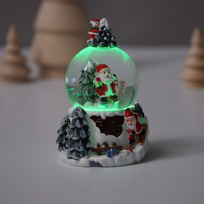 Сувенир полистоун водяной шар свет Сувенир полистоун водяной шар свет "Снеговик. Ёлочка" МИКС 5,5х5,5х9 см