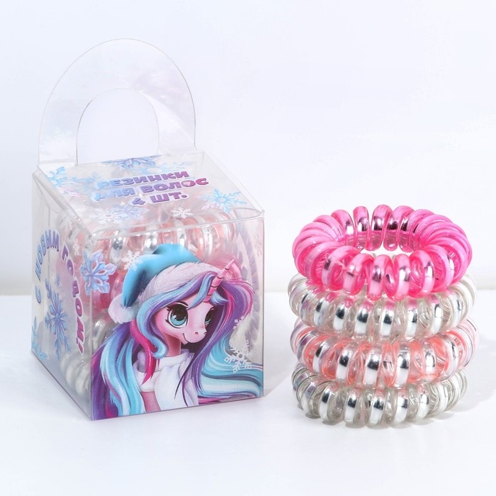 Резинки для волос новогодние «Исполнения желаний», на Новый год, набор, d = 35 см, 4 шт Резинки для волос новогодние «Исполнения желаний», на Новый год, набор, d = 35 см, 4 шт