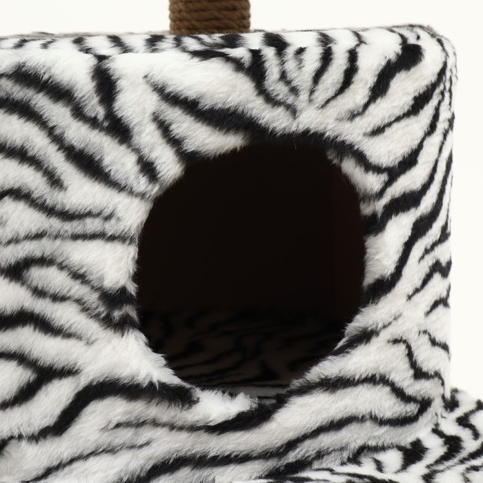 Домик для кошек с когтеточкой, круглый с игрушками, 65 х50 х 130 см, зебра Домик для кошек с когтеточкой, круглый с игрушками, 65 х50 х 130 см, зебра