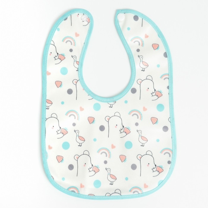 Набор детских слюнявчиков Крошка Я, 4 шт. + подарок, 29х20 см., цвет бирюзовый, серый Набор детских слюнявчиков Крошка Я, 4 шт. + подарок, 29х20 см., цвет бирюзовый, серый