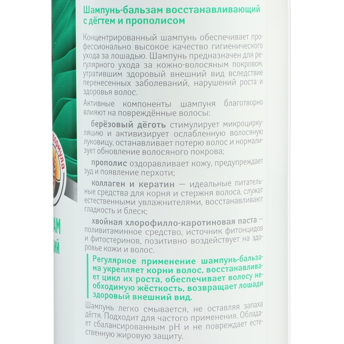 Шампунь-бальзам для лошадей ЗООVIP VEDA восстанавливающий, с дегтем и прополисом, 500 мл Шампунь-бальзам для лошадей ЗООVIP VEDA восстанавливающий, с дегтем и прополисом, 500 мл