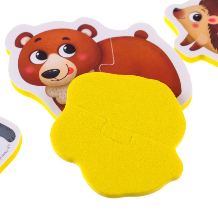 Мягкий пазл для малышей «Лесные зверята», 5 пазлов, Крошка Я Мягкий пазл для малышей «Лесные зверята», 5 пазлов, Крошка Я