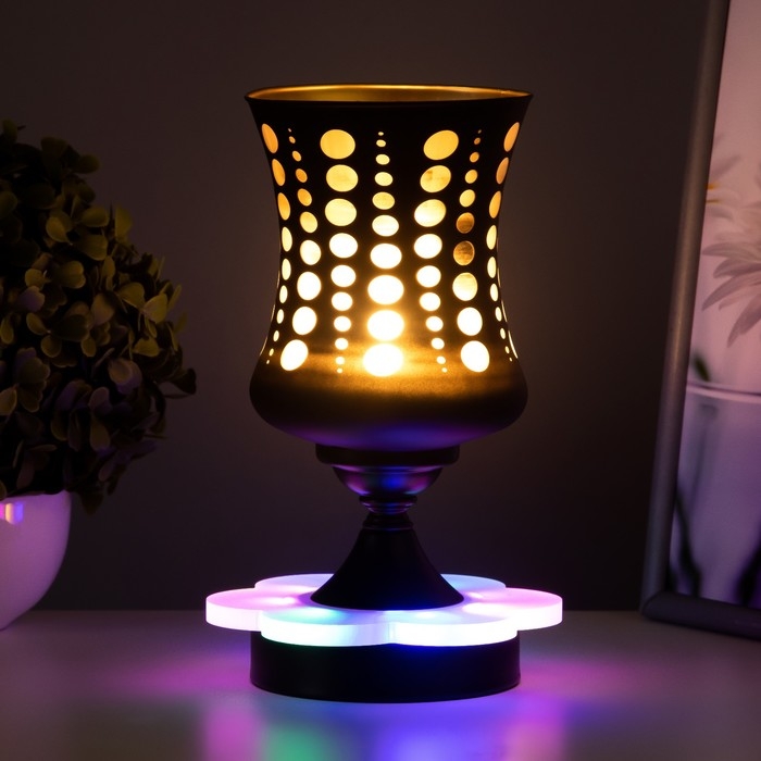 Аромалампа с подсветкой  Аромалампа с подсветкой "Круги" GU10 35Вт+RGB черный 11х11х23 см