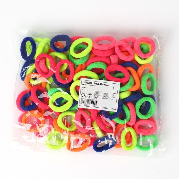 Резинки для волос «Для самых ярких» набор, диаметр 2 см, 100 шт Резинки для волос «Для самых ярких» набор, диаметр 2 см, 100 шт