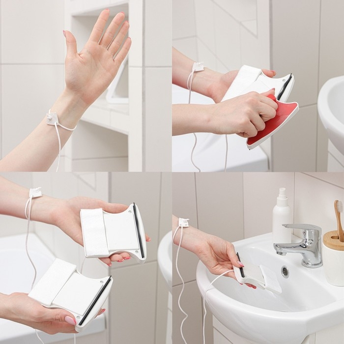 Магнитная щётка для мытья окон с двух сторон Доляна, с водосгоном, на стекло 18-30 мм Магнитная щётка для мытья окон с двух сторон Доляна, с водосгоном, на стекло 18-30 мм