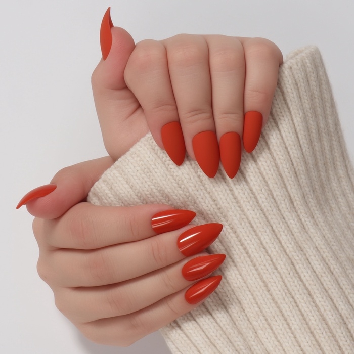 Накладные ногти, 24 шт, с клеевыми пластинами, форма миндаль, цвет коралловый Накладные ногти, 24 шт, с клеевыми пластинами, форма миндаль, цвет коралловый