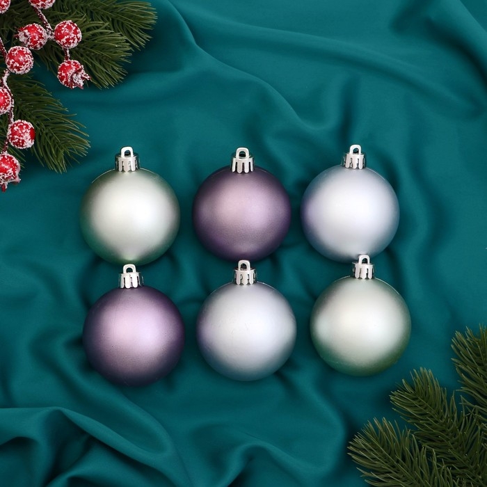 Набор шаров пластик d-6 см, 6 шт Набор шаров пластик d-6 см, 6 шт "Элит" микс