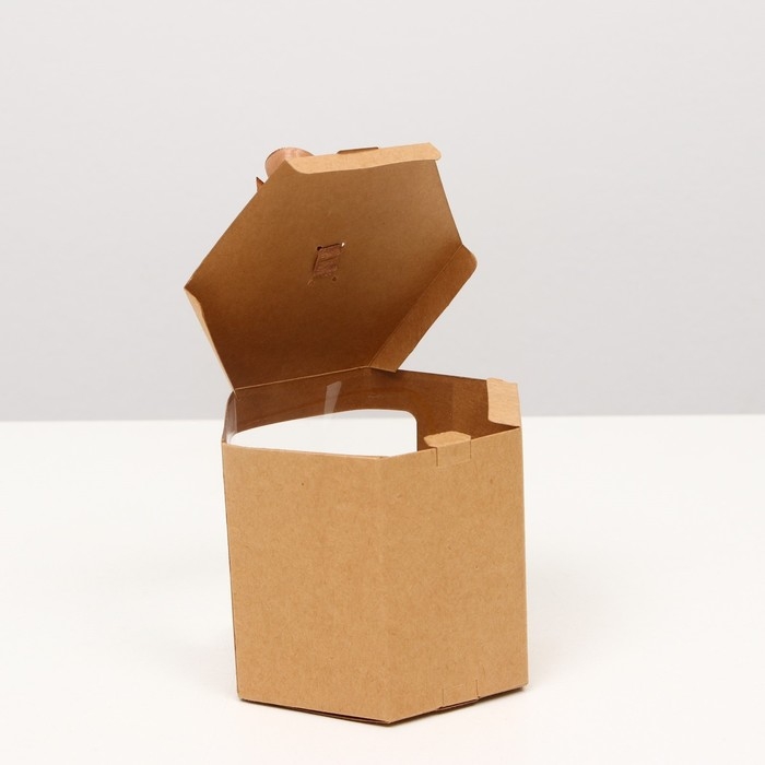 Коробка шестигранная, с окном, крафтовая, 10 х 10 х 10 см Коробка шестигранная, с окном, крафтовая, 10 х 10 х 10 см