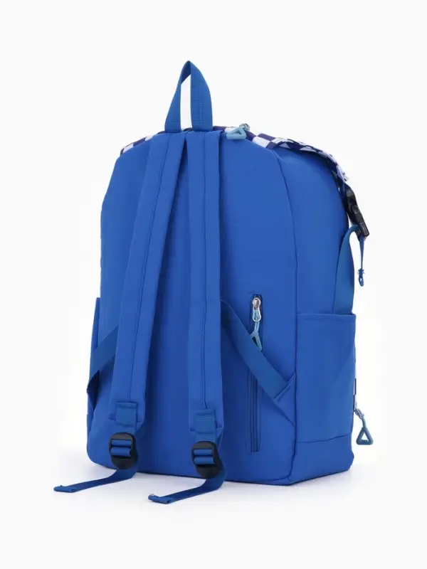 Рюкзак школьный на молнии, с карманами, в клетку, размер 29&times;15&times;40 см, синий