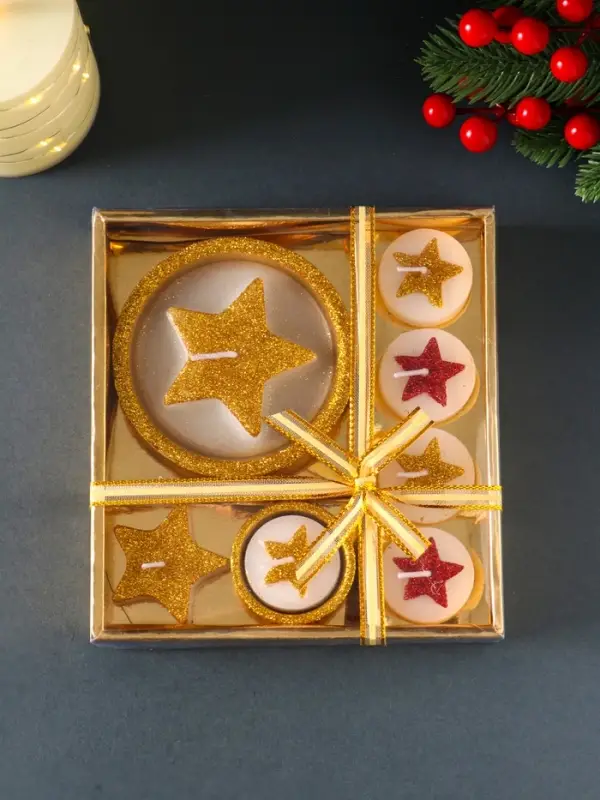 Набор свечей &laquo;Звёзды и подсвечник&raquo;, 7 шт., 15.8&times;16.8&times;3.3 см