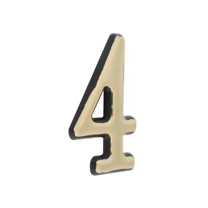 Цифра дверная 4 ТУНДРА, пластиковая, цвет золото, 1 шт.