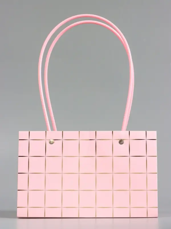 Сумка переноска для цветов, влагостойкая, розовая, с тиснением, 22&times;10.5&times;13.5&plusmn;5% см