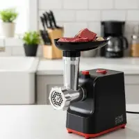 Мясорубка HomeStar STM-2039, 2000 Вт, 1.5 кг/мин, 2 диска, реверс, чёрная