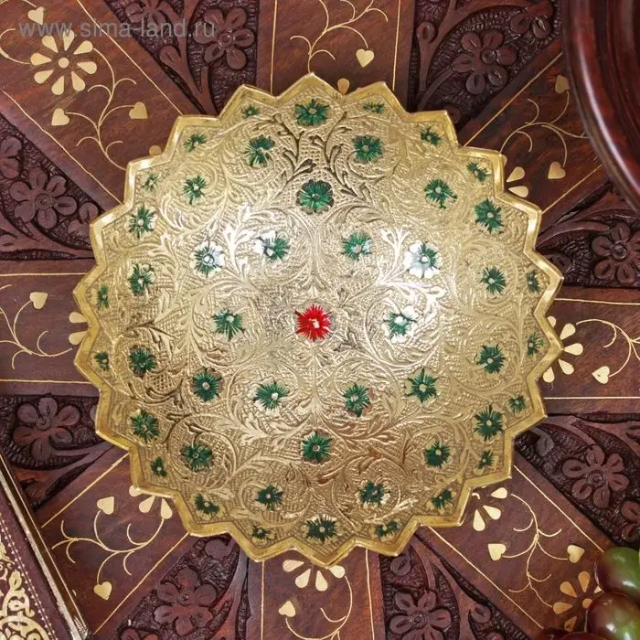 Блюдо латунь цветная эмаль Блюдо латунь цветная эмаль "Многогранность" 5х15х15 см