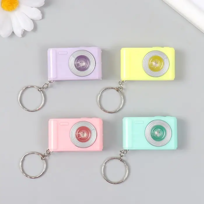 Фонарик свет на кольце "Фотоаппарат" мигает МИКС пастельные цвета 2,8х4,5х1,5 см