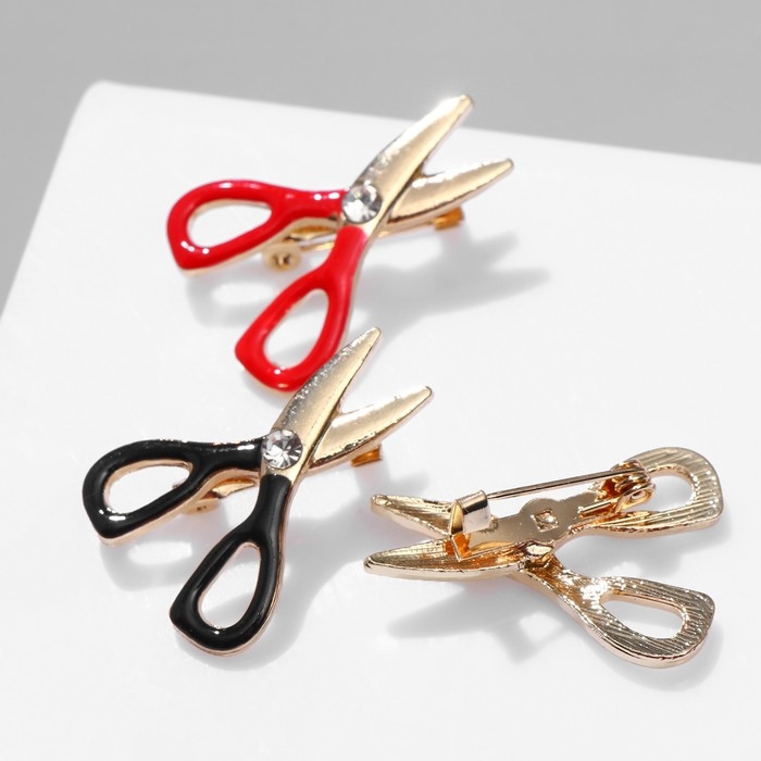 Брошь «Ножницы» мастерские, мини, цвет МИКС в золоте (неделимая фасовка 12 шт., цена за шт.)