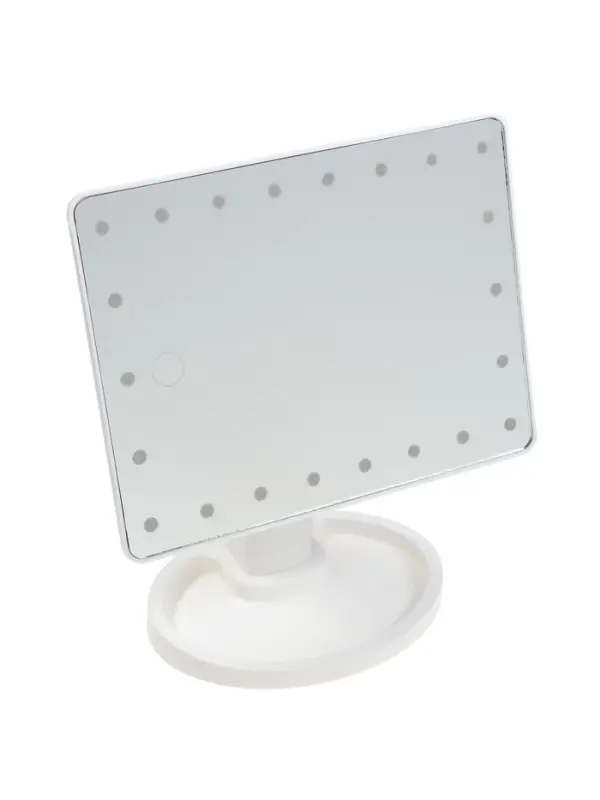 Зеркало KZ-06, подсветка, 26.5 х 16 х 12 см, 22 диода, сенсорная кнопка, белое