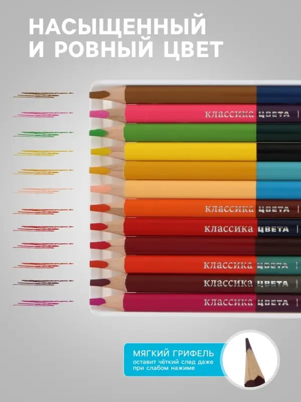 Карандаши 24 цвета &laquo;Луч&raquo;, 12 штук, деревянные, заточенные, трёхгранные, толстые, с точилкой