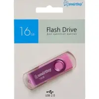 Флешка Smartbuy Twist, 16 Гб, USB 2.0, чтение до 25 Мб/с, запись до 15 Мб/с, розовая