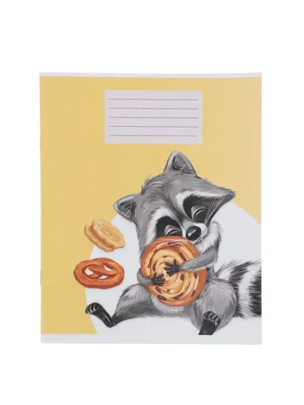 Комплект тетрадей из 10 штук, 18 листов в клетку Calligrata "Еноты", обложка мелованный картон, ВД-лак, блок офсет, 5 видов по 2 штуки