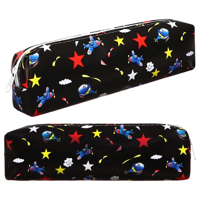 Пенал школьный на молнии Calligrata Пенал школьный на молнии Calligrata "Самолеты", чёрный