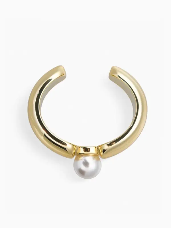 Браслет манжета «Жемчуг», цвет белый в золоте