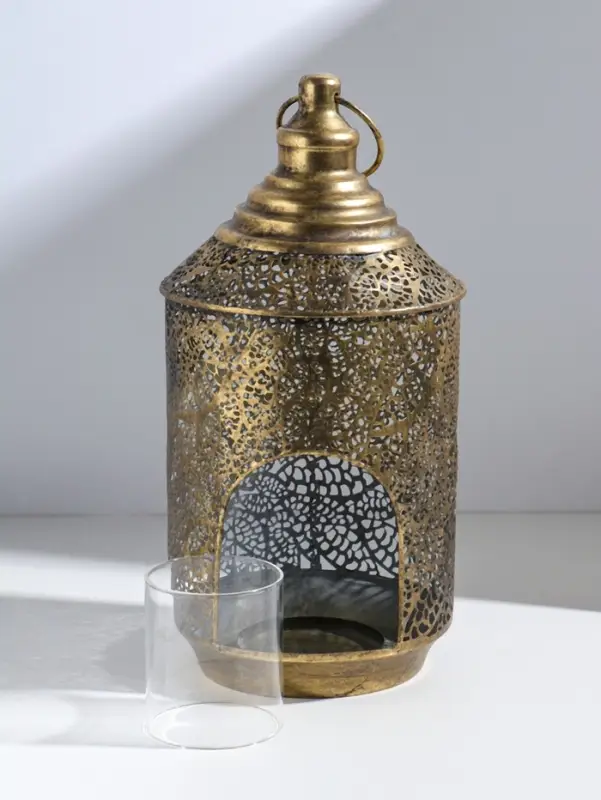 Подсвечник на 1 свечу &laquo;Фонарь. Вереск&raquo;, металл под золото, d=8 см, 16&times;16&times;31.5 см