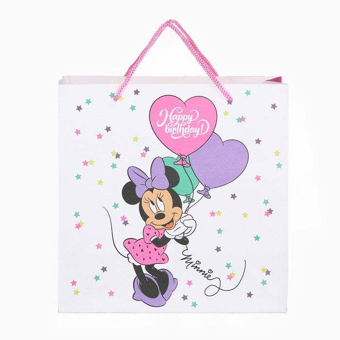 Пакет подарочный крафт Пакет подарочный крафт "Happy Birthday" 22х22х11 см, Минни Маус