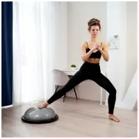 Полусфера BOSU гимнастическая ONLYTOP, с насосом, 58&times;25 см, серая