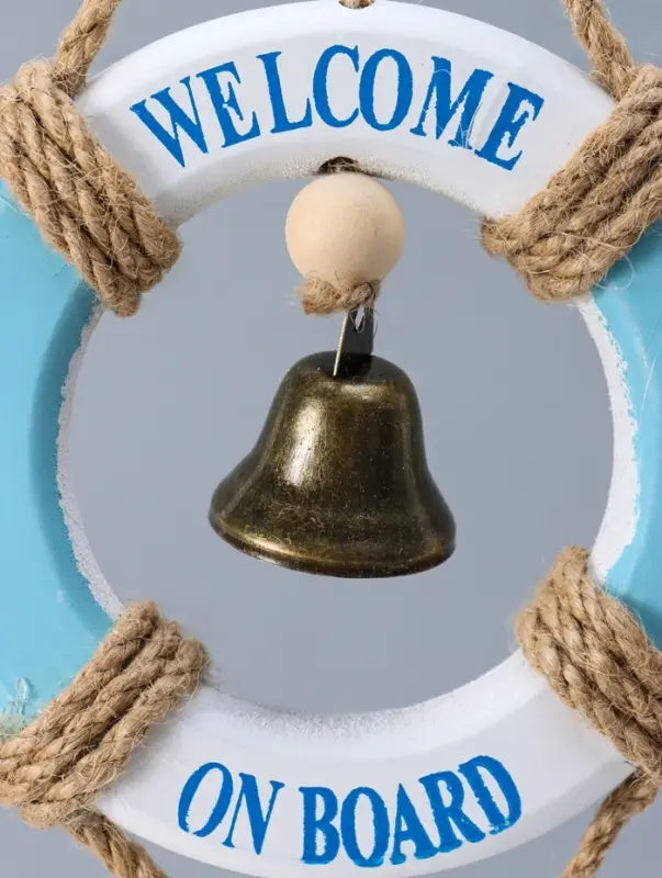 Сувенир интерьерный дерево "Спасательный круг с колоколом" 10,8х10,8х1,3 см