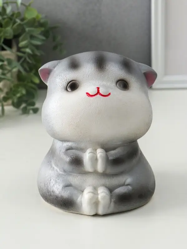 Копилка Копилка "Кот Дзен" серый, 16х14х14,5 см