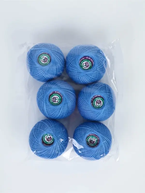 Нитки вязальные "Ирис" 150м/25г 100% мерсеризованный хлопок Набор 6шт (2608)