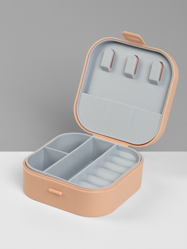 Органайзер для украшений «Шкатулка», с крючками, 9×9×3.8 см, розовый