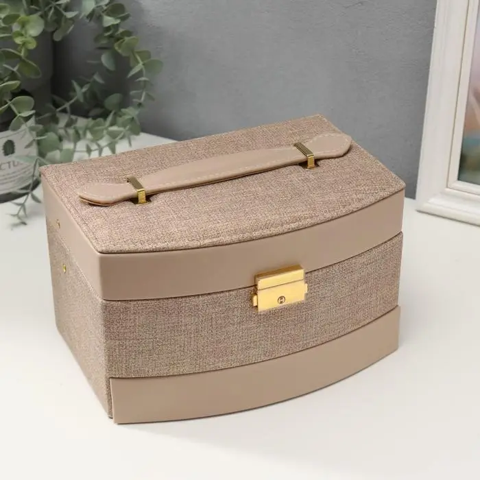 Шкатулка кожзам для украшений "Мокко" комбинированная 13х15х21,5 см