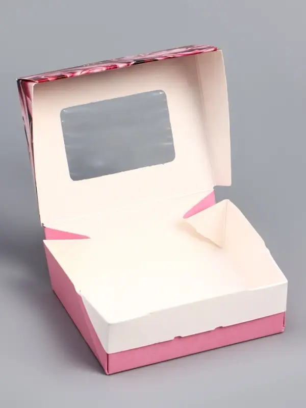 Коробка складная с окном «Розы» 10×8×3.5 см