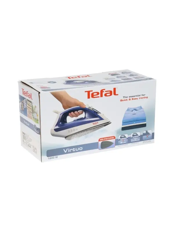 Утюг TEFAL Virtuo FV1711E0, 1800Вт, 200мл, 20г/мин, 1.9м, отпариватель,нержавеющая сталь