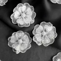 Аппликация для одежды &laquo;Цветок&raquo; текстильная, d=6 см, 10 шт., белая