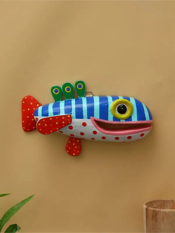 Панно «Рыба-хищник», 26×15×6 см, дерево, разноцветное