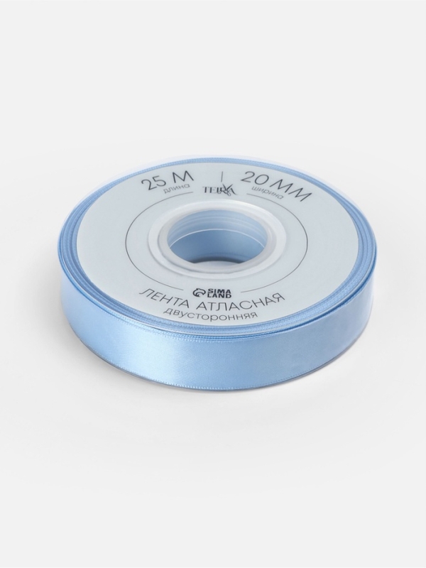 Лента атласная двухсторонняя №332 20мм*25±1м небесно-голубой TR