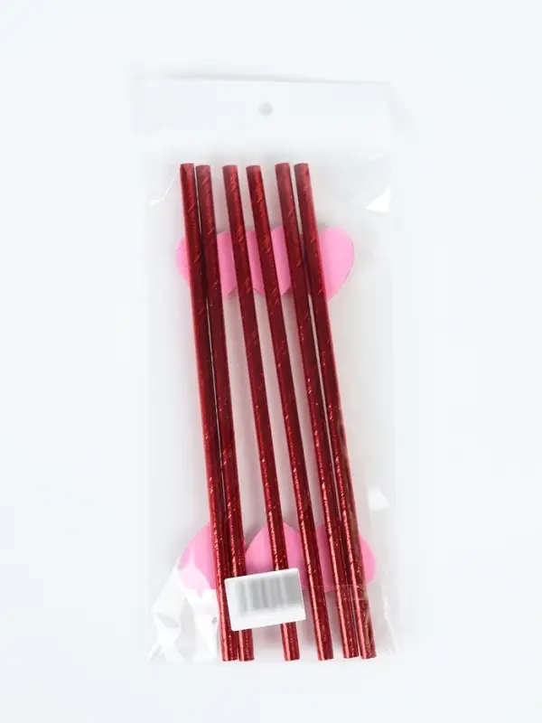 Трубочки для коктейля &laquo;Сердце&raquo;, красные (набор 6 шт)