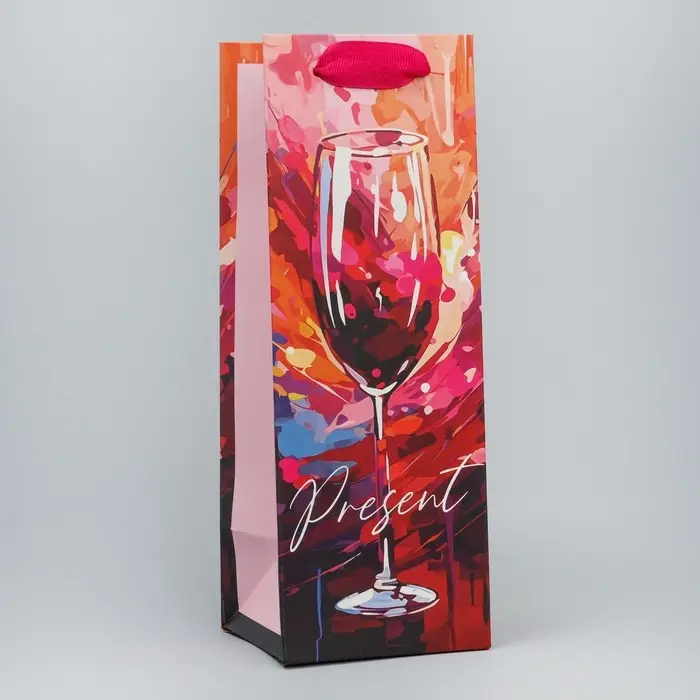 Пакет подарочный под бутылку, упаковка, «Бокал счастья», 9 х 25 х 8.5 см Пакет подарочный под бутылку, упаковка, «Бокал счастья», 9 х 25 х 8.5 см