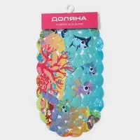 Коврик противоскользящий в ванну Доляна &laquo;На дне океана&raquo;, на присосках, 37&times;67 см