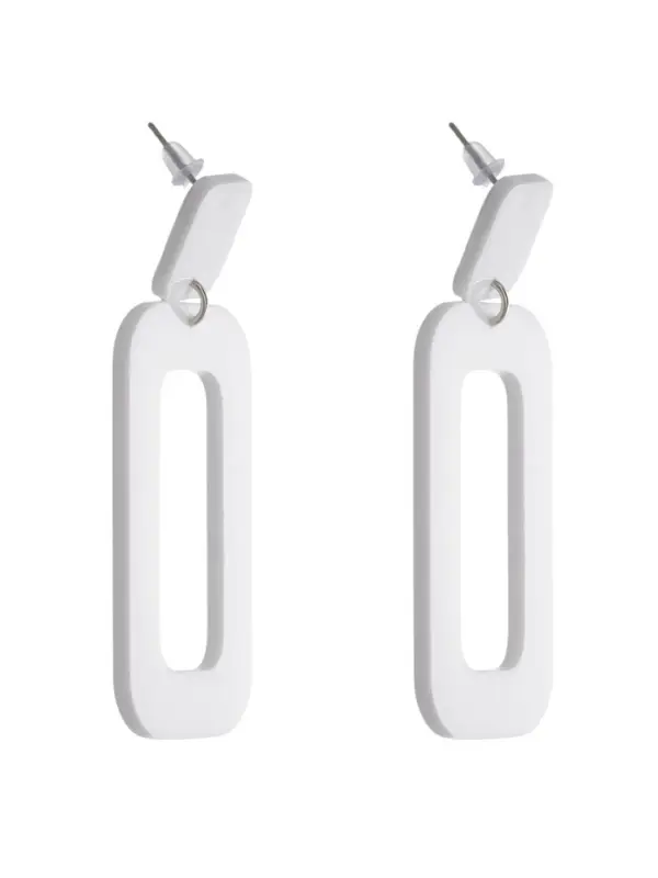 Серьги пластик &laquo;Вивьен&raquo;, прямоугольник, белые