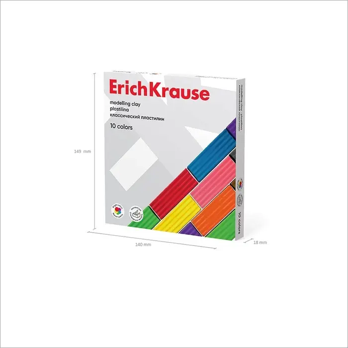Пластилин ErichKrause Basic, 10 цветов, 160 г, в картонной упаковке